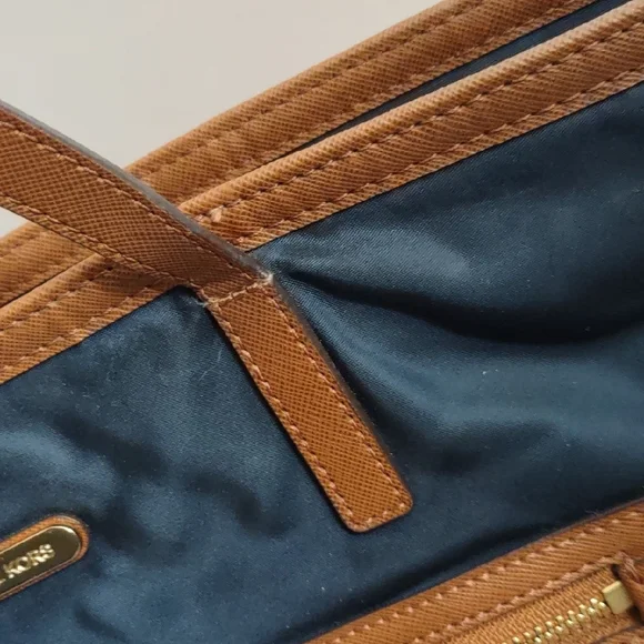 Michael Kors Dark Blue and Brown Tote - Picture 14 of 15